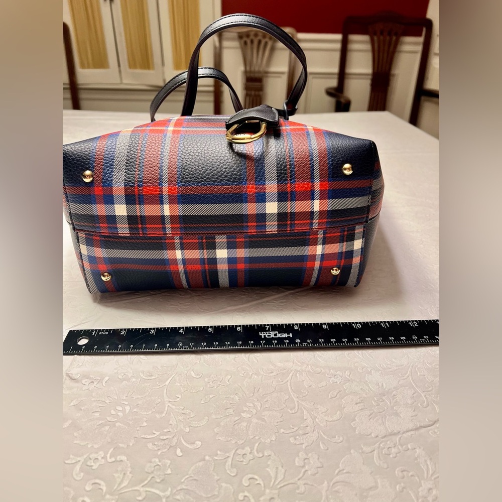 Ralph Lauren Plaid Tote in Navy and Red - Picture 10 of 15